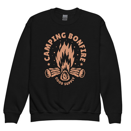 [ID: 677-G324] Camping Bonfire - Firewood Youth Crew Neck Sweatshirt