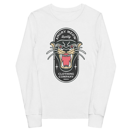 [ID: 511-G84] Angry Meow Clothing Company - Panther Youth Long Sleeve Tee