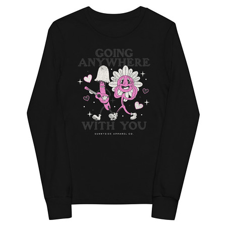 [ID: 511-G93] Anywhere With You - Typographic Cartoon Streetwear Youth Long Sleeve Tee