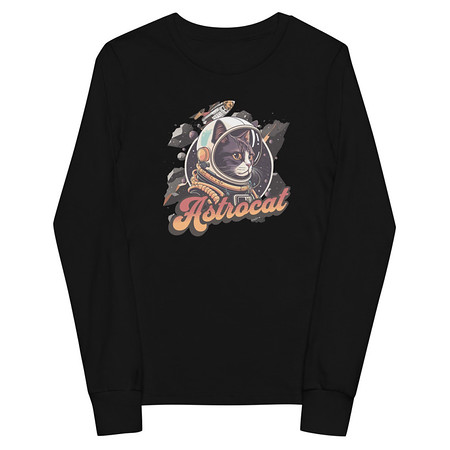 [ID: 511-G108] Astrocat - Retro graphic Youth Long Sleeve Tee