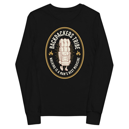 [ID: 511-G125] Backpackers Tribe - Adventure Badge Youth Long Sleeve Tee