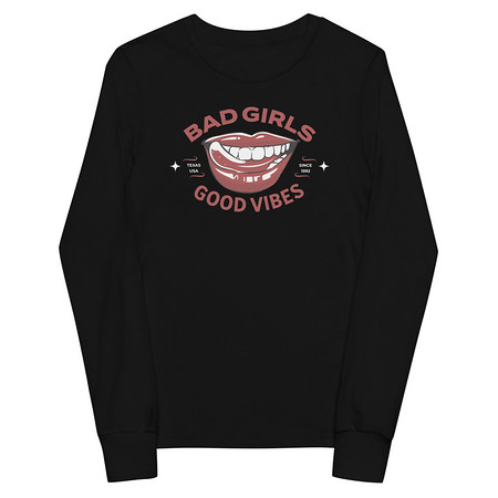[ID: 511-G126] Bad Girls Good Vibes - Sexy Lips Youth Long Sleeve Tee