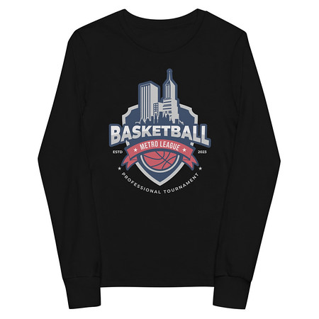 [ID: 511-G149] Basketball Sports Logo Youth Long Sleeve Tee