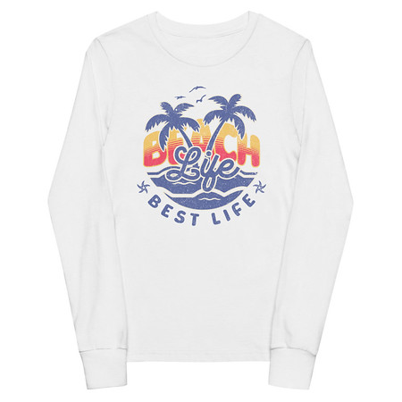 [ID: 511-G168] Beach Life Best Life Youth Long Sleeve Tee