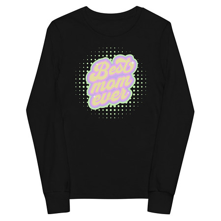 [ID: 511-G188] Best Mom Ever - Retro Typography Youth Long Sleeve Tee