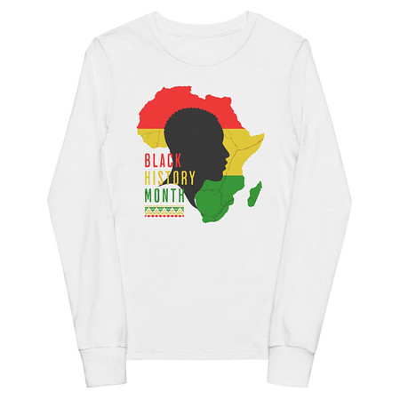 [ID: 511-G221] Black History Month - African Continent Youth Long Sleeve Tee