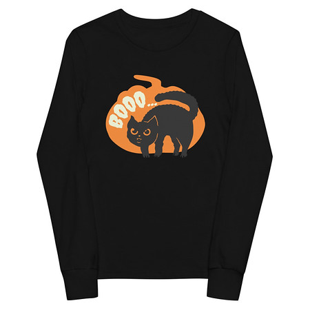 [ID: 511-G251] Boo - Scay Cute Cat Youth Long Sleeve Tee
