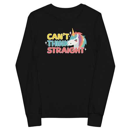 [ID: 511-G328] Can't Think Straight (2) Youth Long Sleeve Tee