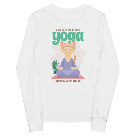 [ID: 511-G339] Cat Yoga - Cute Meditation Youth Long Sleeve Tee