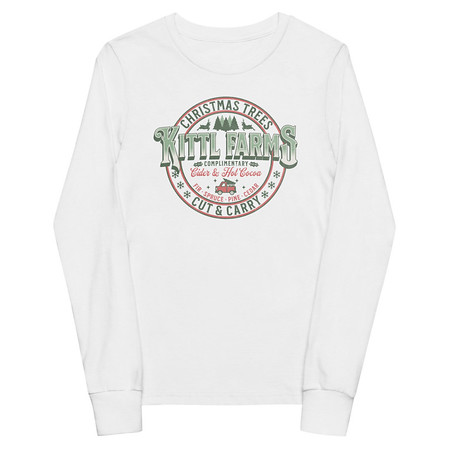 [ID: 511-G376] Christmas Tree Farm - Vintage Holiday Badge Youth Long Sleeve Tee