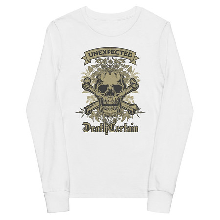[ID: 511-G477] Death Certain and Unexpected Youth Long Sleeve Tee