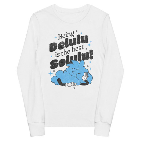 [ID: 511-G485] Delulu is the Solulu! - Typographic Cartoon Streetwear Youth Long Sleeve Tee