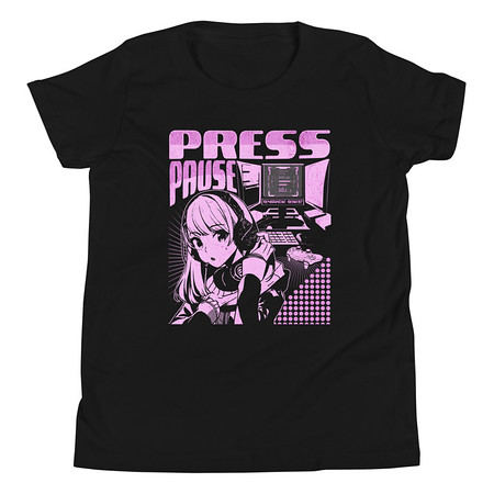 [ID: 307-G4] 'Press Pause' Anime Gaming Youth Staple Tee