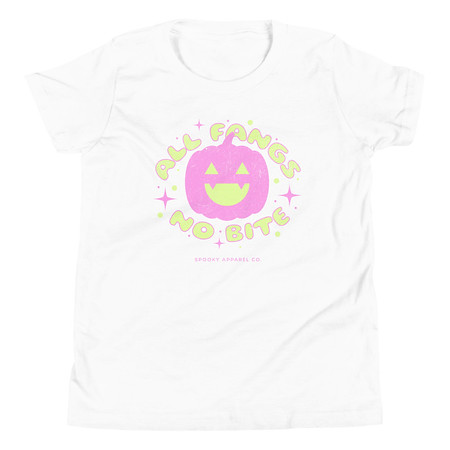 [ID: 307-G44] All Fangs No Bite - Halloween Youth Staple Tee