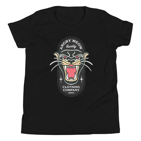 [ID: 307-G84] Angry Meow Clothing Company - Panther Youth Staple Tee