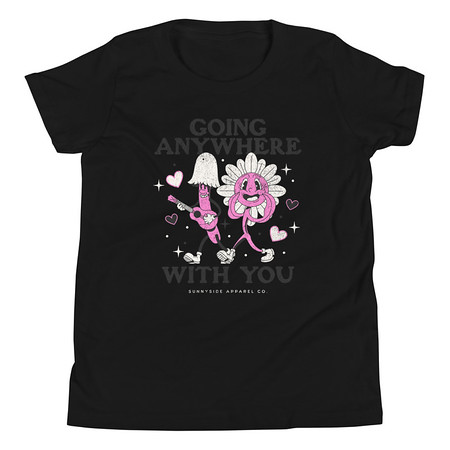 [ID: 307-G93] Anywhere With You - Typographic Cartoon Streetwear Youth Staple Tee