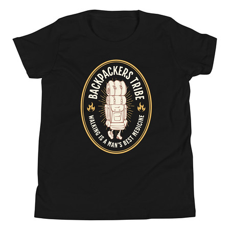 [ID: 307-G125] Backpackers Tribe - Adventure Badge Youth Staple Tee