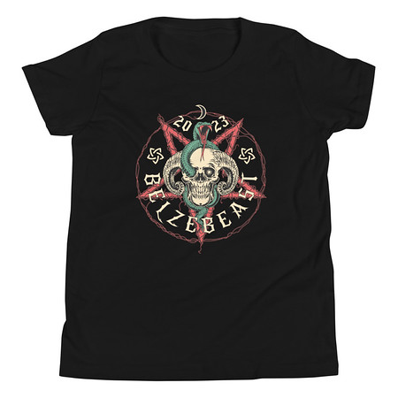 [ID: 307-G181] Belzebeast Pentagram - Halloween Skull with Snake Youth Staple Tee