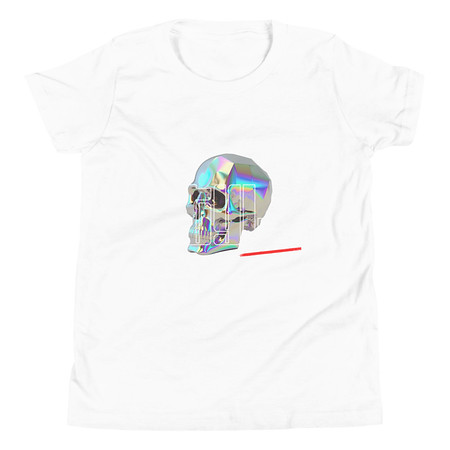 [ID: 307-G213] Black 3D Skull Youth Staple Tee