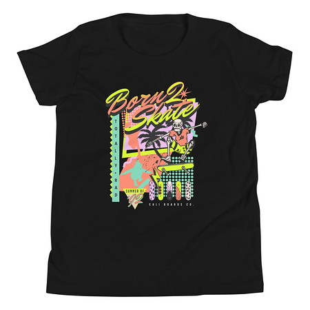[ID: 307-G256] Born 2 Skate - Retro Skeleton Youth Staple Tee