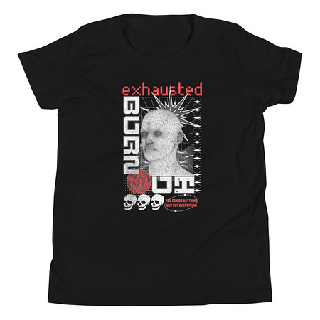 [ID: 307-G298] Burn Out - Futuristic 3D Head Youth Staple Tee