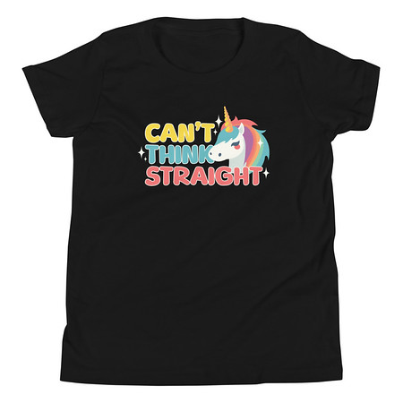 [ID: 307-G328] Can't Think Straight (2) Youth Staple Tee