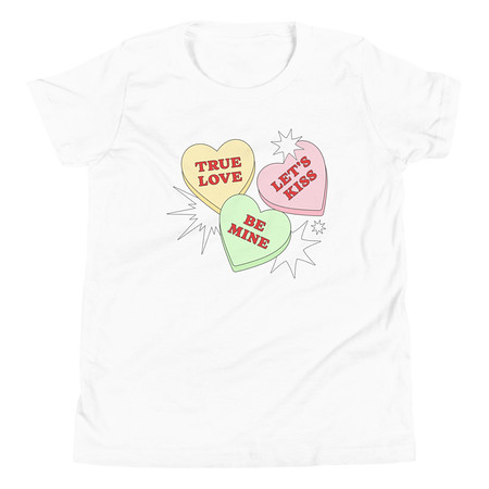 [ID: 307-G331] Candy Hearts - Valentine's Day Youth Staple Tee