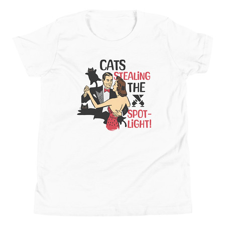 [ID: 307-G348] Cats Stealing the Spotlight Youth Staple Tee