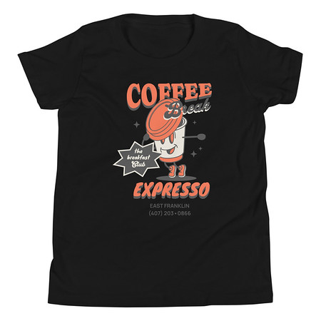 [ID: 307-G394] Coffee Break Cartoon Retro 90s  Youth Staple Tee