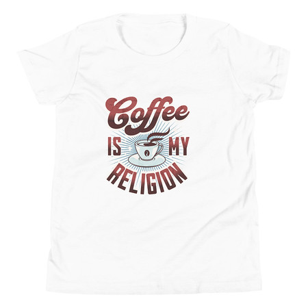 [ID: 307-G403] Coffee is my Religion - Funny Youth Staple Tee