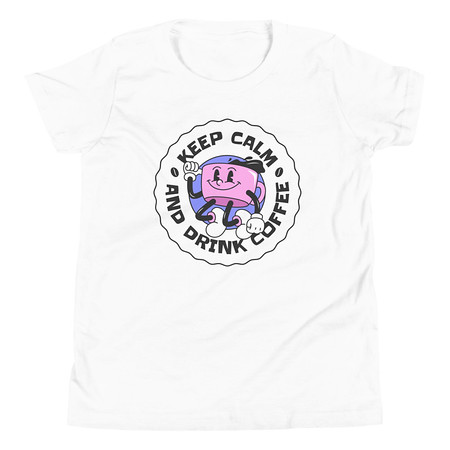 [ID: 307-G409] Colorful Fun Retro Style Coffee Quote Youth Staple Tee