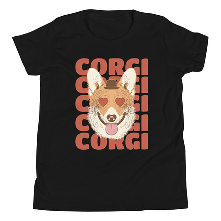 [ID: 307-G421] Corgi Loves - Cute Dog Youth Staple Tee