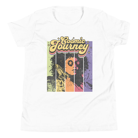 [ID: 307-G422] Cosmic Journey Rainbow Retro Youth Staple Tee