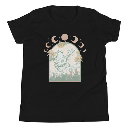 [ID: 307-G426] Cottagecore Frog Botanical Youth Staple Tee