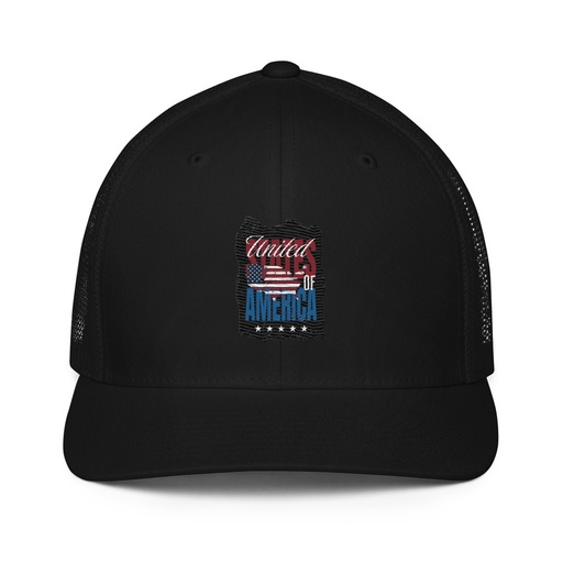 [ID: 596-G59] America (3) Closed-Back Trucker Cap