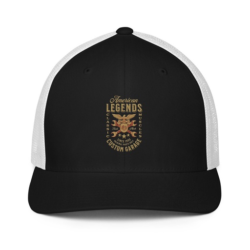 [ID: 596-G75] American Legends Garage - Eagle Closed-Back Trucker Cap