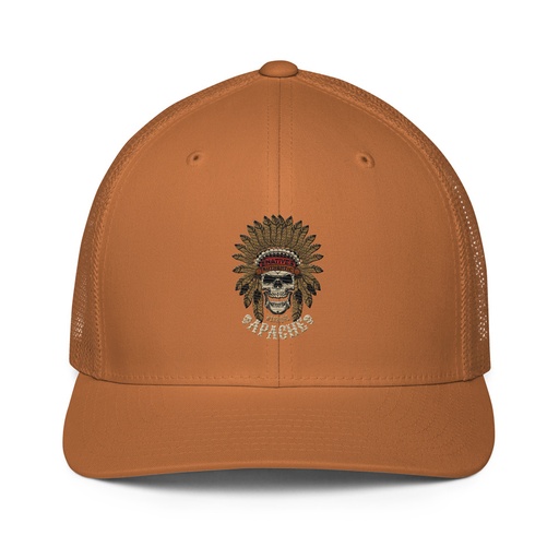 [ID: 596-G94] Apache Warriors - Indian Skull Closed-Back Trucker Cap