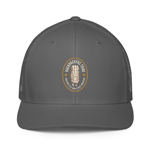[ID: 596-G125] Backpackers Tribe - Adventure Badge Closed-Back Trucker Cap