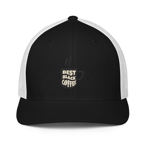 [ID: 596-G185] Best Black Coffee - Hot Cup Closed-Back Trucker Cap
