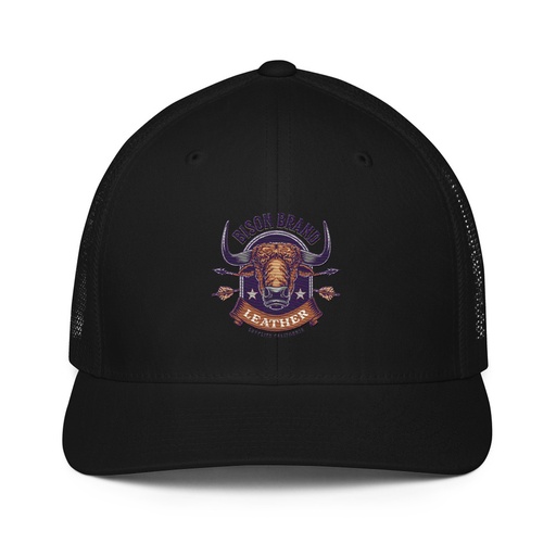 [ID: 596-G211] Bison Brand Leather - Animal Closed-Back Trucker Cap