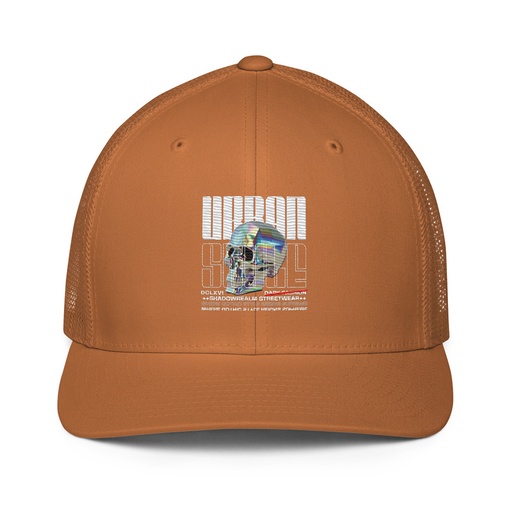 [ID: 596-G213] Black 3D Skull Closed-Back Trucker Cap