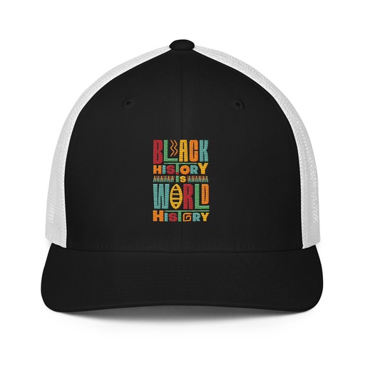 [ID: 596-G218] Black History Is World History - Colorful Typography Closed-Back Trucker Cap