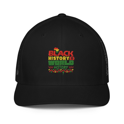 [ID: 596-G219] Black History is World History - Heritage Awareness Closed-Back Trucker Cap