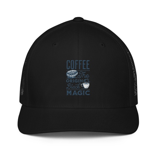 [ID: 596-G227] Black Magic Coffee - Simple Cup Closed-Back Trucker Cap