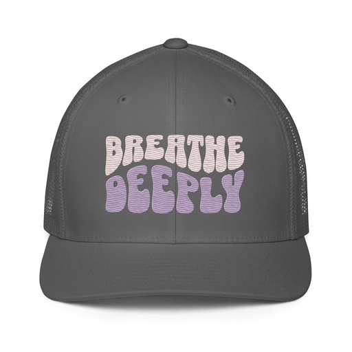 [ID: 596-G283] Breathe Deeply Closed-Back Trucker Cap