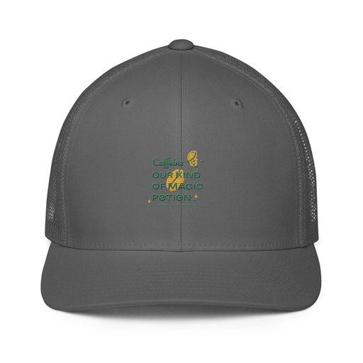 [ID: 596-G307] Caffeine Cartoon Closed-Back Trucker Cap