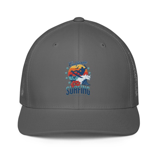 [ID: 596-G318] California Surfing - Palm Beach Closed-Back Trucker Cap