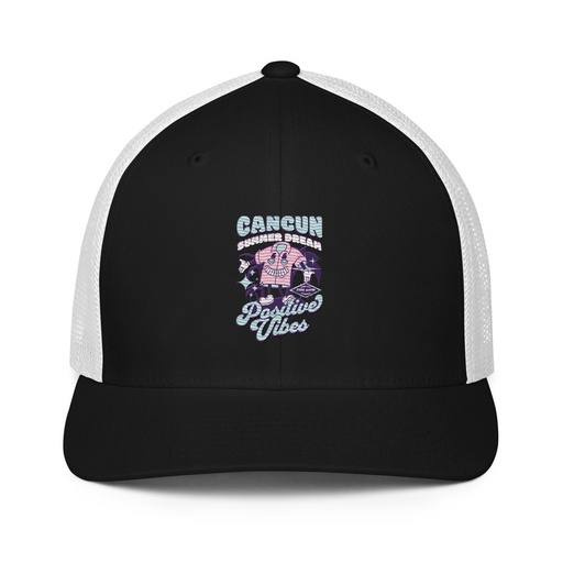 [ID: 596-G330] Cancun Positive Vibes Closed-Back Trucker Cap