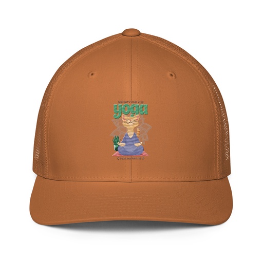 [ID: 596-G339] Cat Yoga - Cute Meditation Closed-Back Trucker Cap