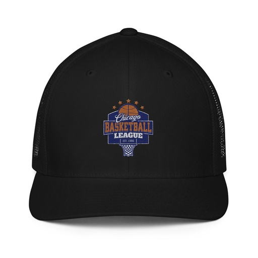 [ID: 596-G363] Chicago Basketball League - Athlectic Sports Closed-Back Trucker Cap